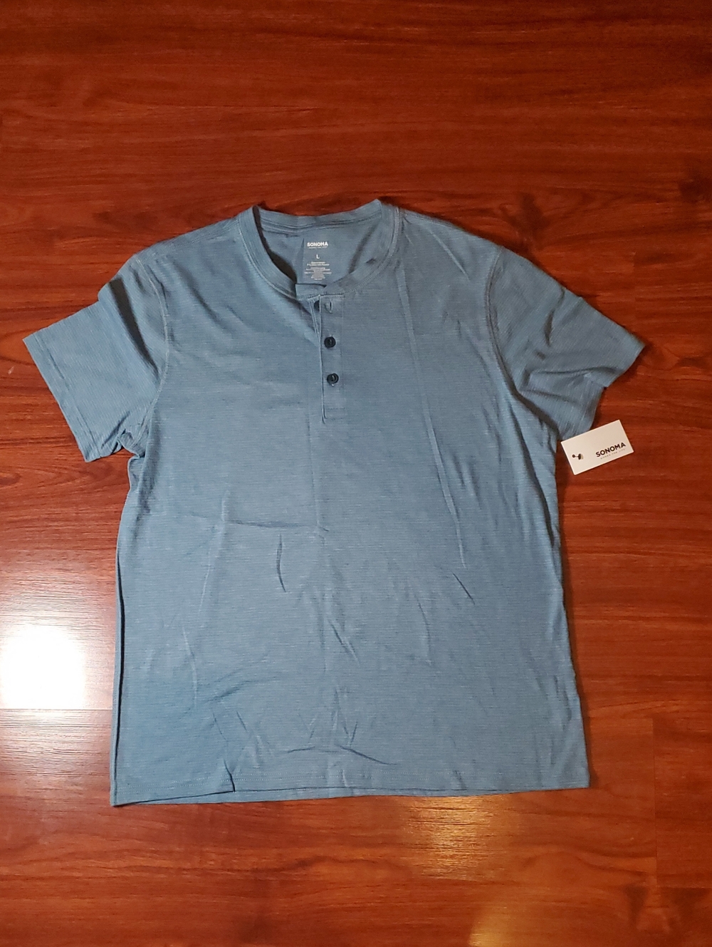 Sonoma Men's Short-Sleeve Henley in Slate Blue